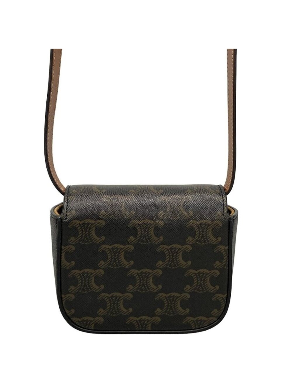 ★SOLD★ Celine Shoulder Bag Mini Triomphe Black Dark Brown Leather - Picture 3 of 15